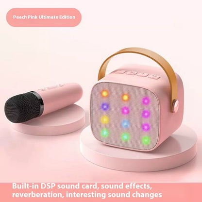 Colored Lights Mini Bluetooth Speaker With Microphone Suit Children Singing Wireless Microphone