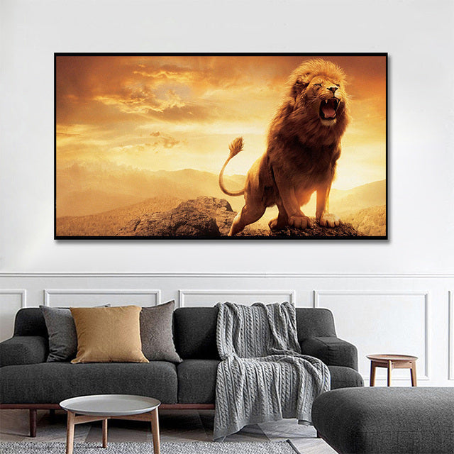 Leopard Lion Face Canvas Painting Wall Poster