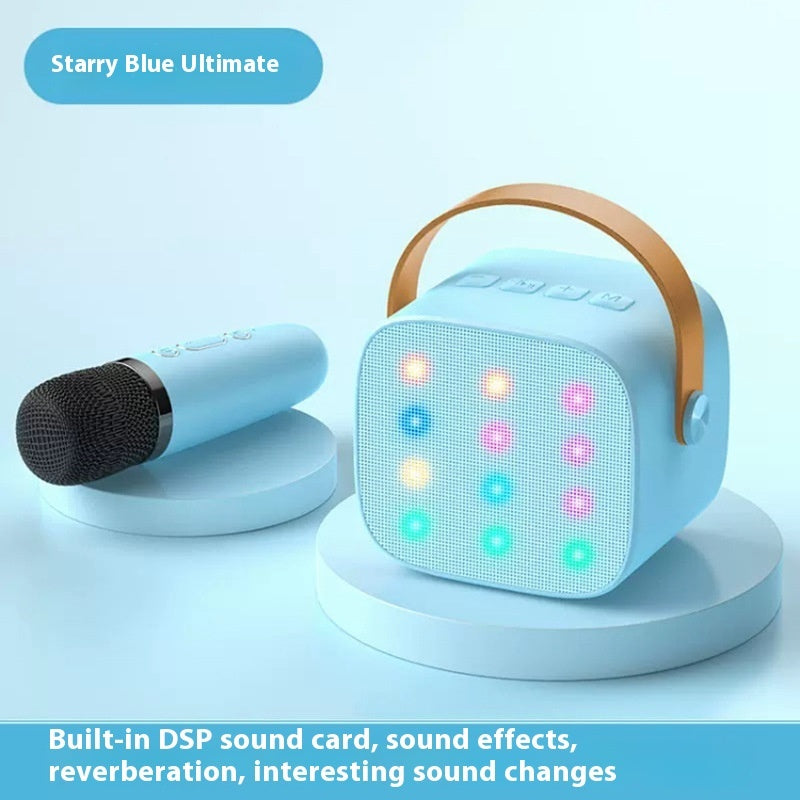 Colored Lights Mini Bluetooth Speaker With Microphone Suit Children Singing Wireless Microphone