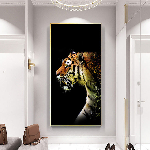 Leopard Lion Face Canvas Painting Wall Poster