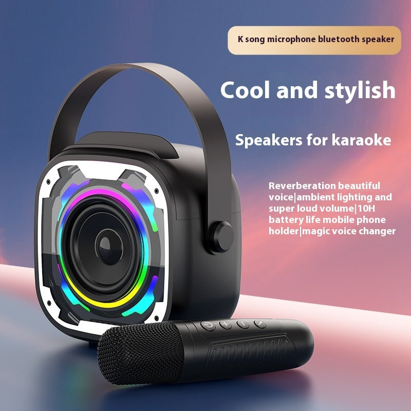 Portable Wireless Bluetooth Speaker With Microphone Integrated Karaoke Speaker