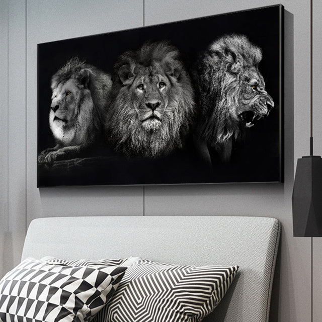 Leopard Lion Face Canvas Painting Wall Poster