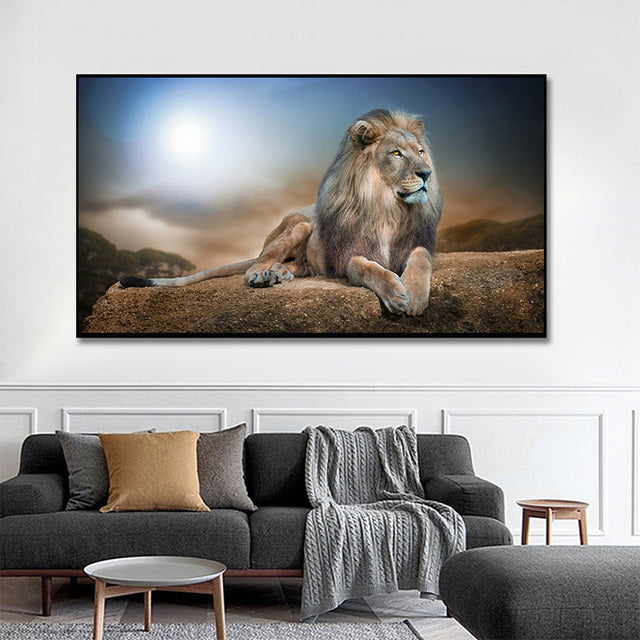 Leopard Lion Face Canvas Painting Wall Poster