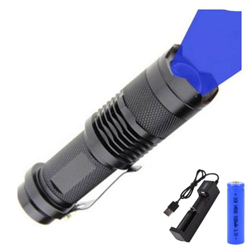 Mini Strong Light Flashlight Red White Green Blue Telescopic Zoom