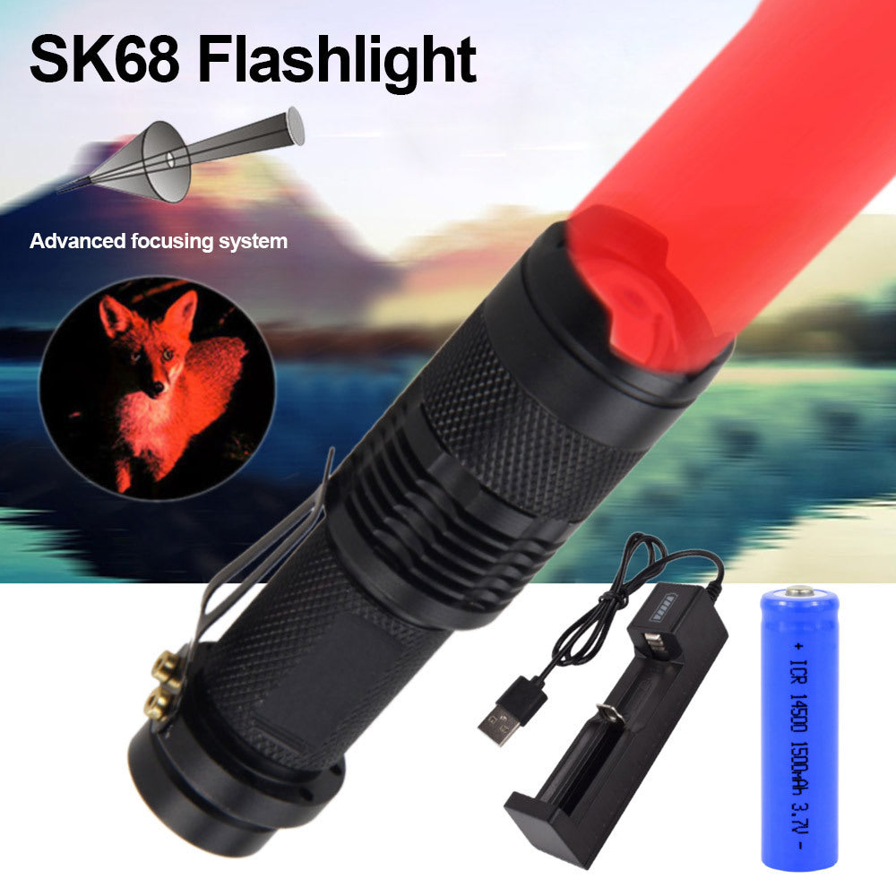 Mini Strong Light Flashlight Red White Green Blue Telescopic Zoom