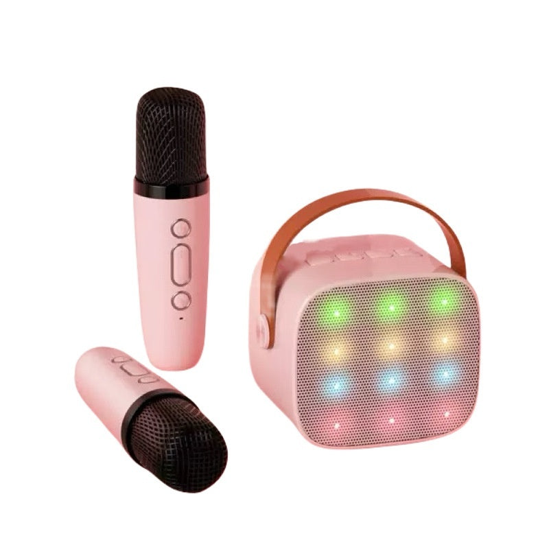 Colored Lights Mini Bluetooth Speaker With Microphone Suit Children Singing Wireless Microphone