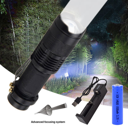 Mini Strong Light Flashlight Red White Green Blue Telescopic Zoom