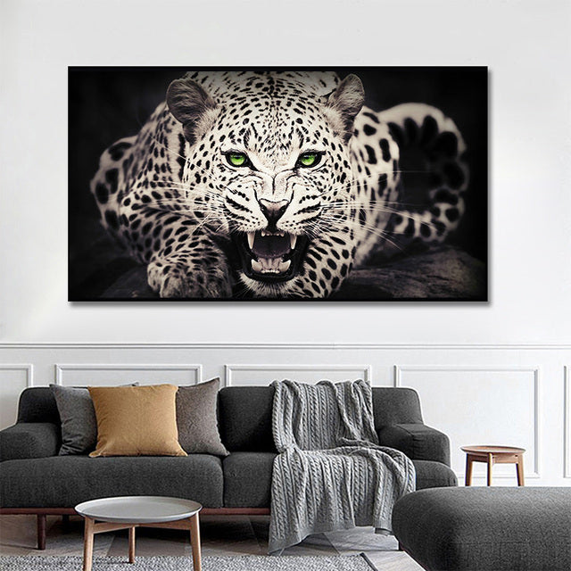 Leopard Lion Face Canvas Painting Wall Poster