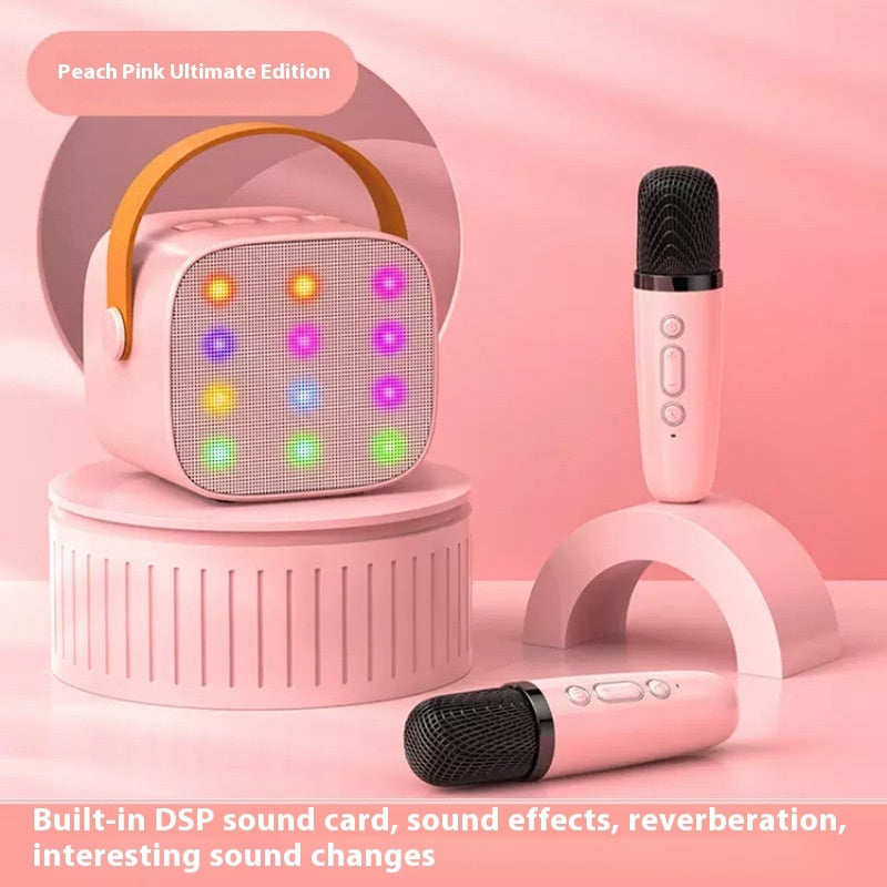 Colored Lights Mini Bluetooth Speaker With Microphone Suit Children Singing Wireless Microphone