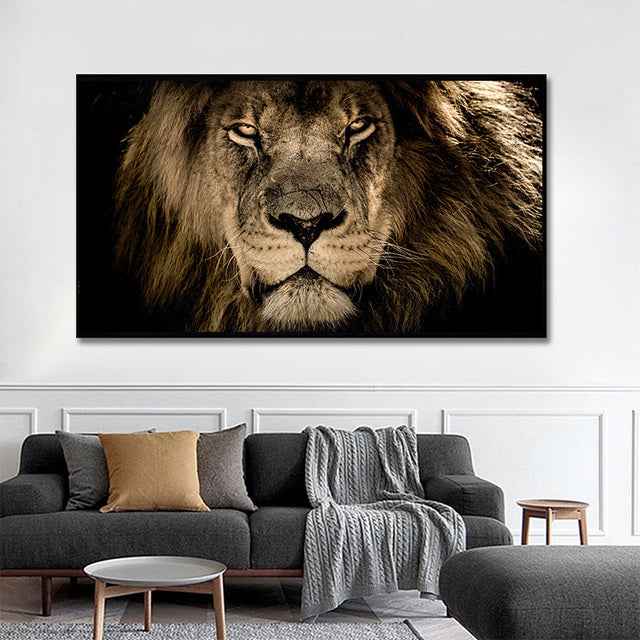 Leopard Lion Face Canvas Painting Wall Poster