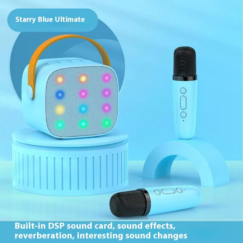 Colored Lights Mini Bluetooth Speaker With Microphone Suit Children Singing Wireless Microphone