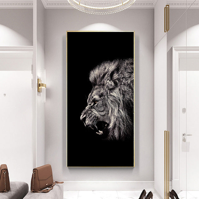 Leopard Lion Face Canvas Painting Wall Poster