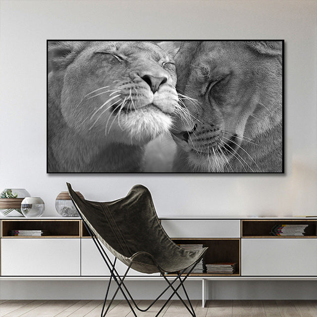 Leopard Lion Face Canvas Painting Wall Poster