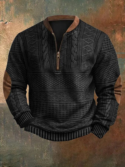 Autumn Winter Digital Printing Half Zipper Sweater For Men