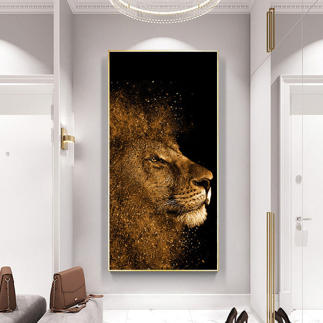 Leopard Lion Face Canvas Painting Wall Poster